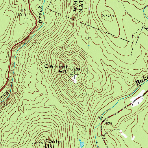 Topographic Map of Clement Hill, NH