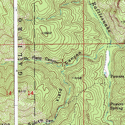 Topographic Map of North Field Canyon, AZ