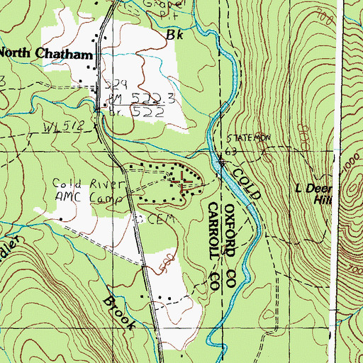Topographic Map of Cold River AMC Camp, NH