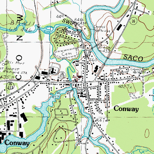 Topographic Map of Conway, NH