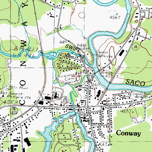 Topographic Map of Conway Village Cemetery, NH