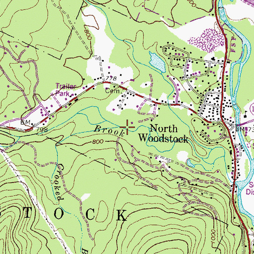 Topographic Map of Crooked Brook, NH