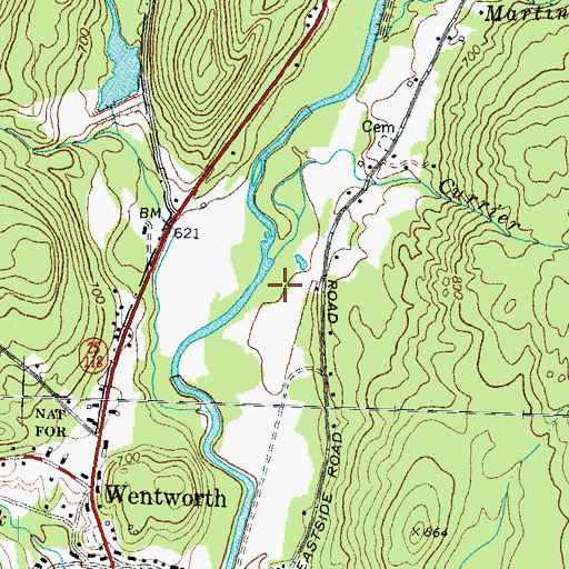 Topographic Map of Currier Brook, NH