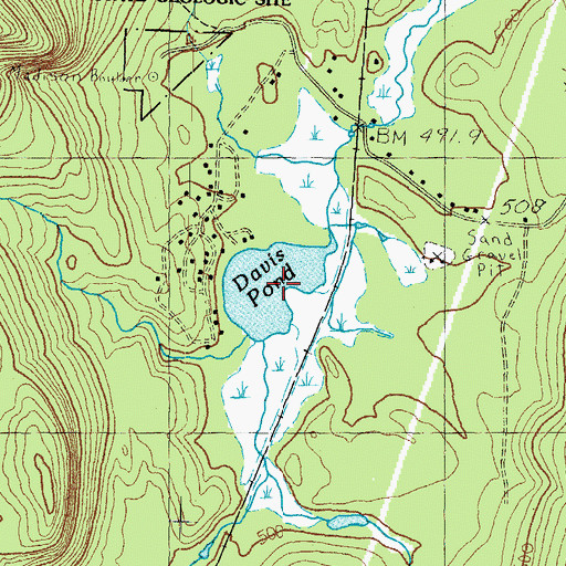 Topographic Map of Davis Pond, NH