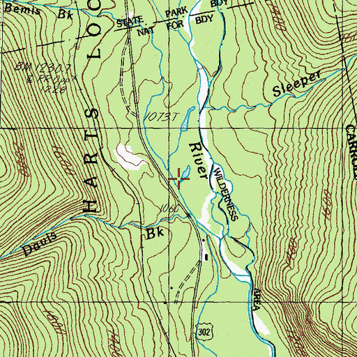 Topographic Map of Dry River, NH
