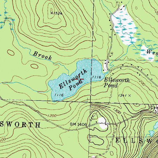 Topographic Map of Ellsworth Pond, NH