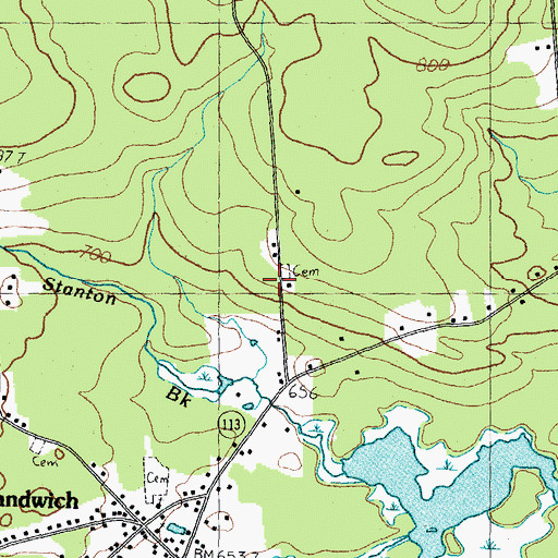 Topographic Map of Elm Hill Cemetery, NH