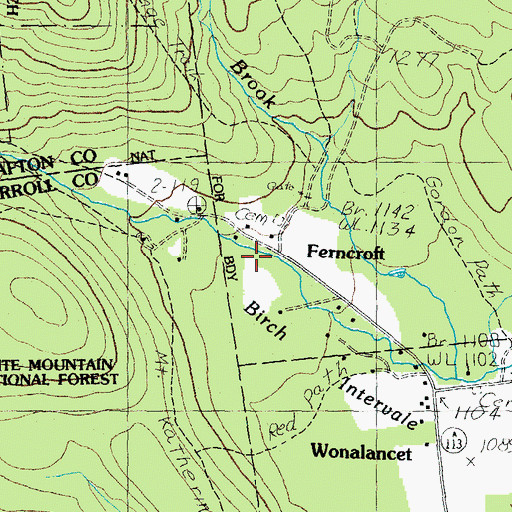 Topographic Map of Ferncroft, NH