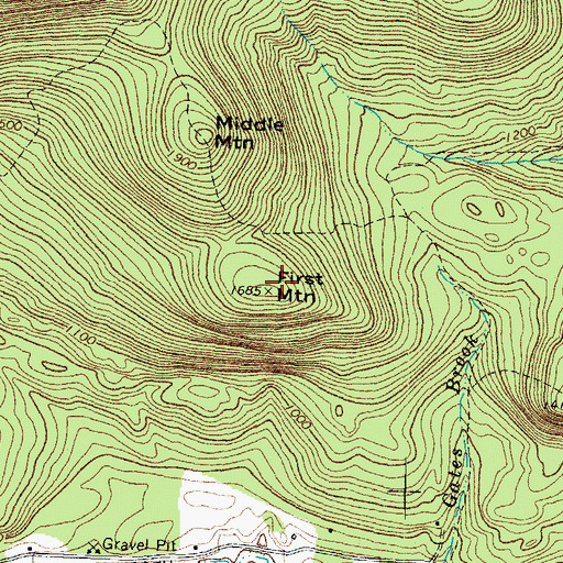 Topographic Map of First Mountain, NH