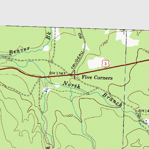 Topographic Map of Five Corners, NH