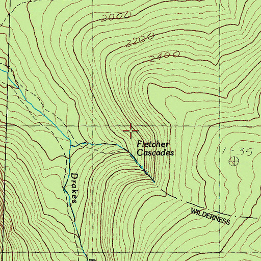 Topographic Map of Fletcher Cascades, NH