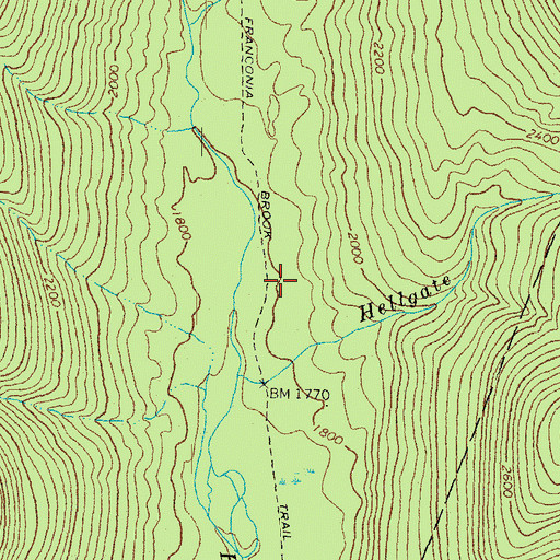 Topographic Map of Franconia Brook Trail, NH