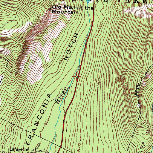 Topographic Map of Franconia Notch, NH