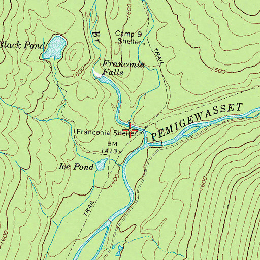 Topographic Map of Franconia Shelter, NH