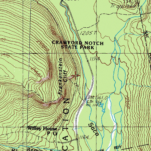 Topographic Map of Frankenstein Cliff, NH