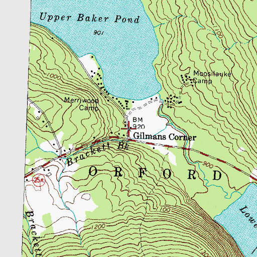 Topographic Map of Gilmans Corner, NH