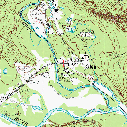 Topographic Map of Glen, NH