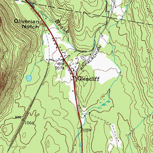 Topographic Map of Glencliff, NH