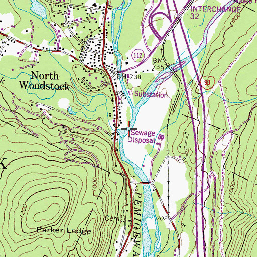 Topographic Map of Gordon Pond Brook, NH
