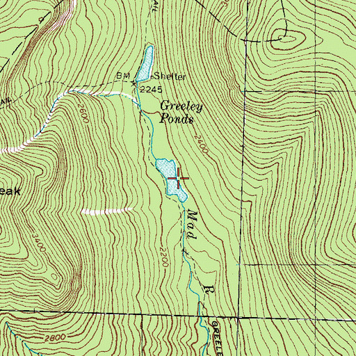 Topographic Map of Greeley Ponds, NH