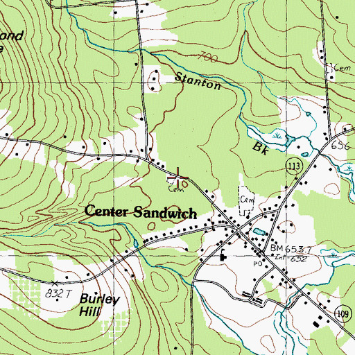 Topographic Map of Grove Cemetery, NH