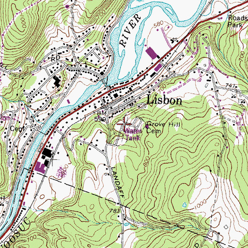 Topographic Map of Grove Hill Cemetery, NH