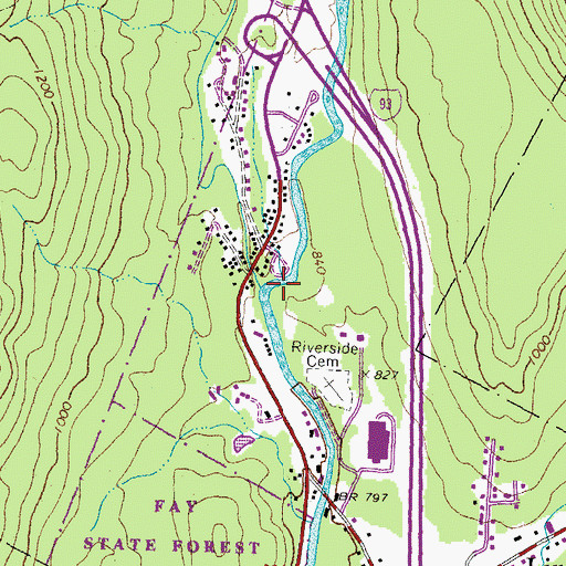 Topographic Map of Harvard Brook, NH