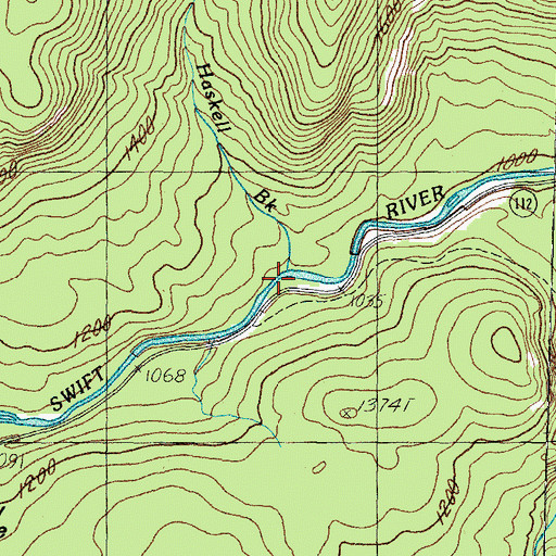 Topographic Map of Haskell Brook, NH