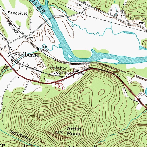 Topographic Map of Hazelton Cemetery, NH
