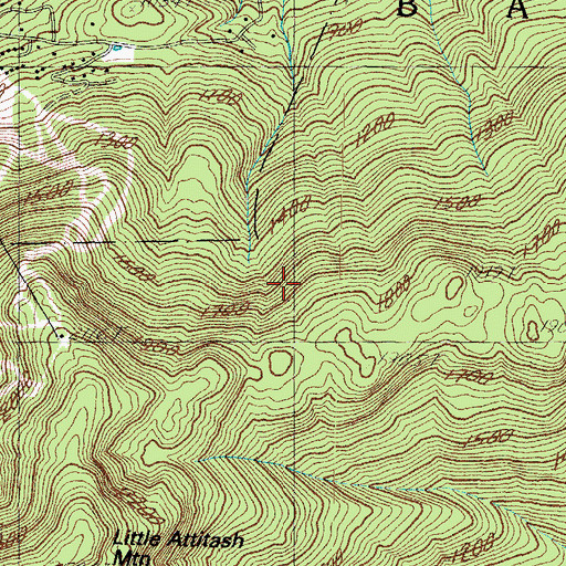 Topographic Map of Humphreys Ledge Trail, NH