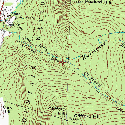 Topographic Map of Hurricane Brook, NH