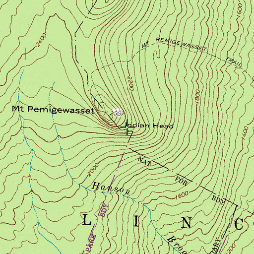 Topographic Map of Indian Head, NH