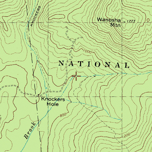 Topographic Map of Knockers Hole, NH