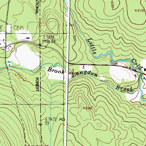 Topographic Map of Langdon Brook, NH