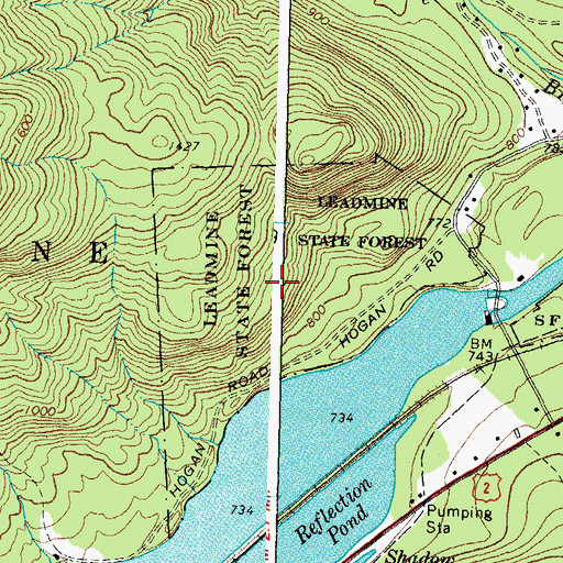 Topographic Map of Leadmine State Forest, NH