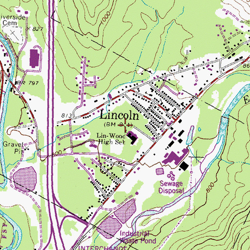 Topographic Map of Lincoln Woodstock High School, NH