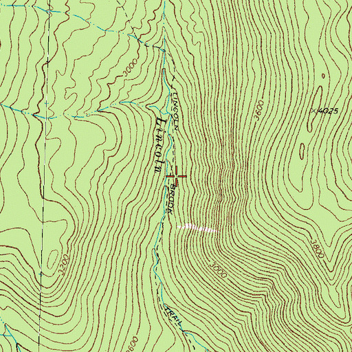 Topographic Map of Lincoln Brook Trail, NH