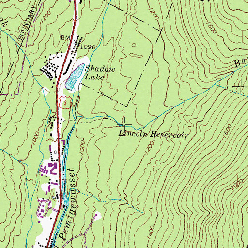 Topographic Map of Lincoln Reservoir, NH