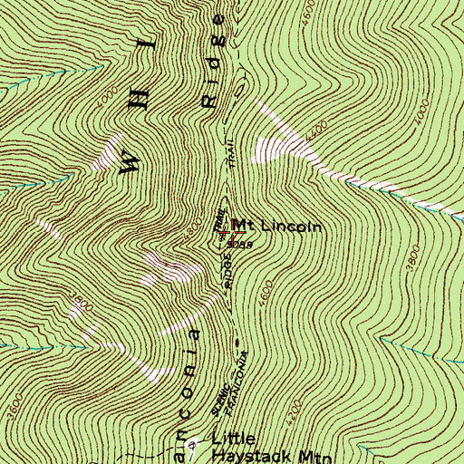 Topographic Map of Mount Lincoln, NH