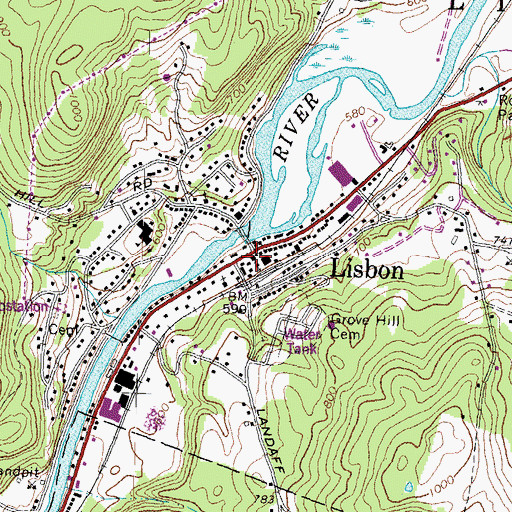 Topographic Map of Lisbon, NH