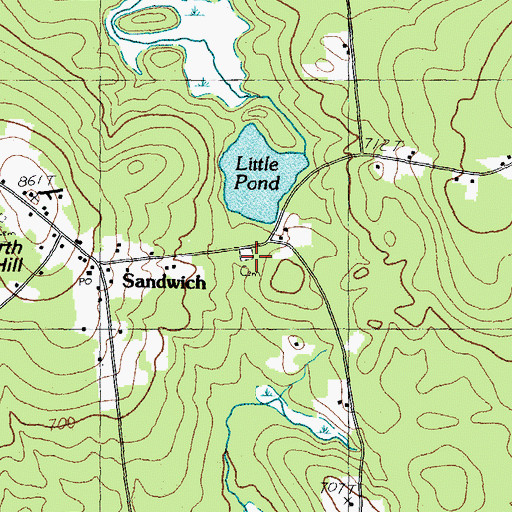 Topographic Map of Little Pond Cemetery, NH