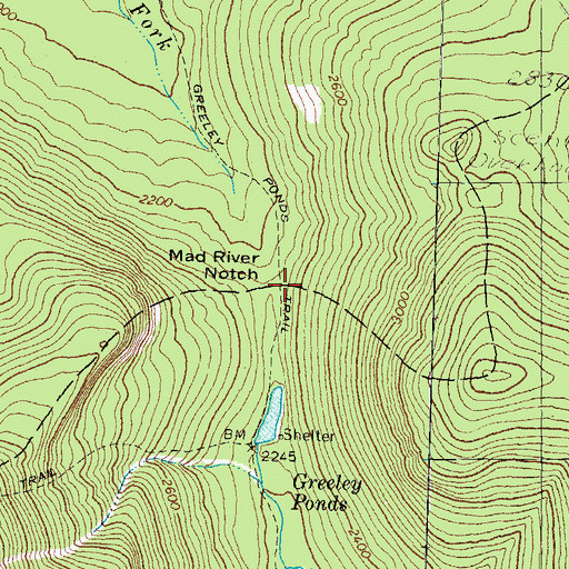 Topographic Map of Mad River Notch, NH