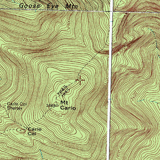 Topographic Map of Mahoosuc Trail, NH