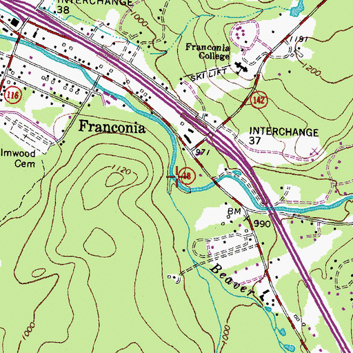 Topographic Map of Meadow Brook, NH