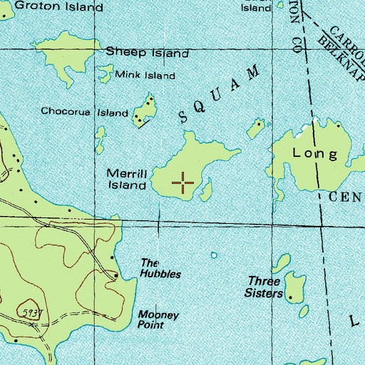 Topographic Map of Merrill Island, NH