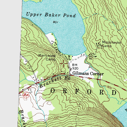 Topographic Map of Merriwood Camp, NH