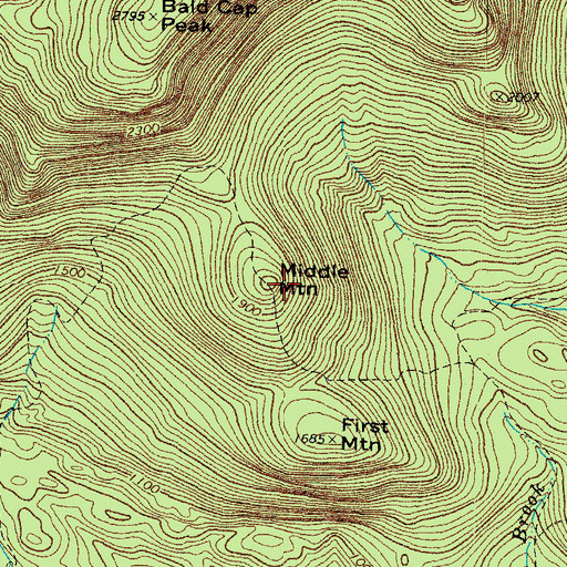 Topographic Map of Middle Mountain, NH