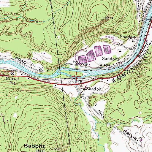 Topographic Map of Mill Brook, NH