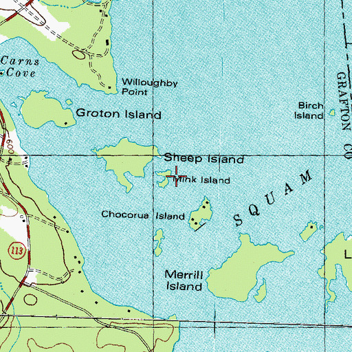 Topographic Map of Mink Island, NH