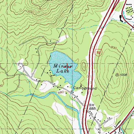 Topographic Map of Mirror Lake, NH